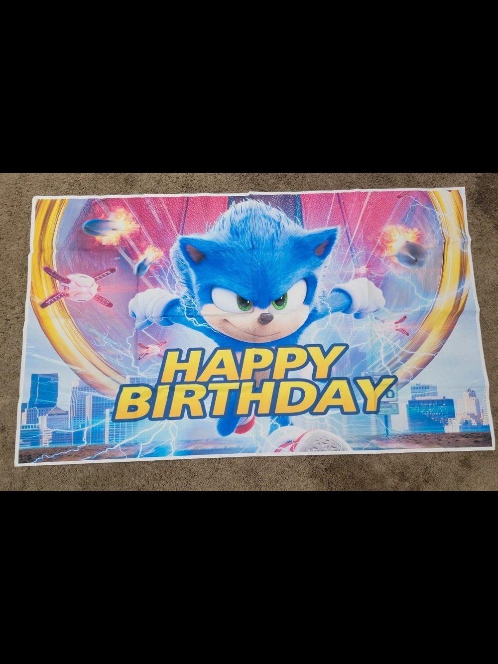 Sonic Themed Blue "Happy Birthday" Party Backdrop